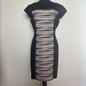 Elegant Black and White Striped Dress